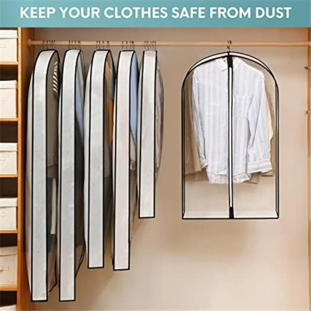 Clear Garment Bags Hanging Clothes Storage Suit Dress Coat Protector Zipper Bag